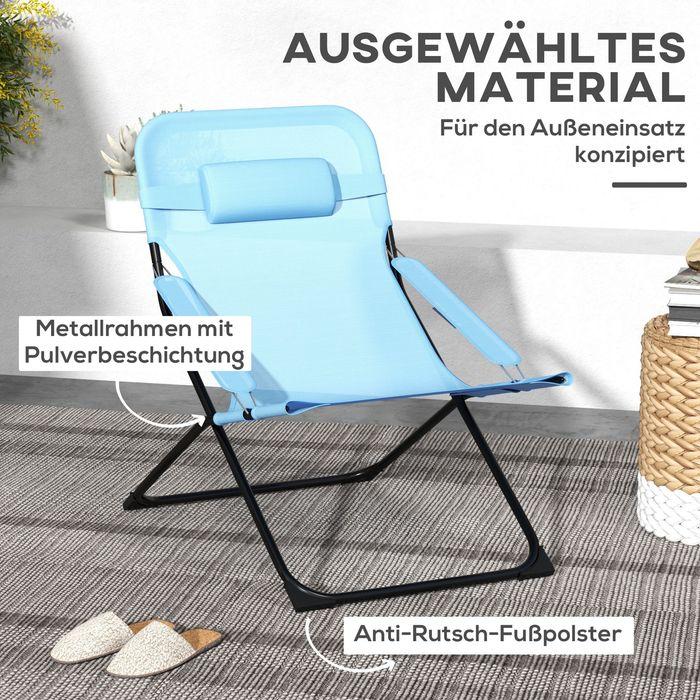 Produktbild Swisshandel24 Klappstuhl klappbarer Gartenstuhl mit verstellbarer Rückenlehne Campingstuhl mit Kopfkissen bis 120