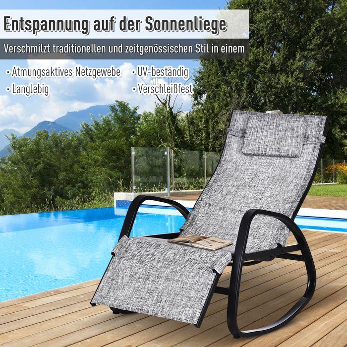 Produktbild Outsunny Schaukelliege Gartenliege mit verstellbarer Rückenlehne und Kopfkissen (94 cm)