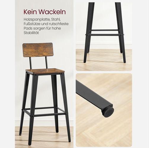 Actual product image Vasagle 2 bar stools LBC078B01 brown