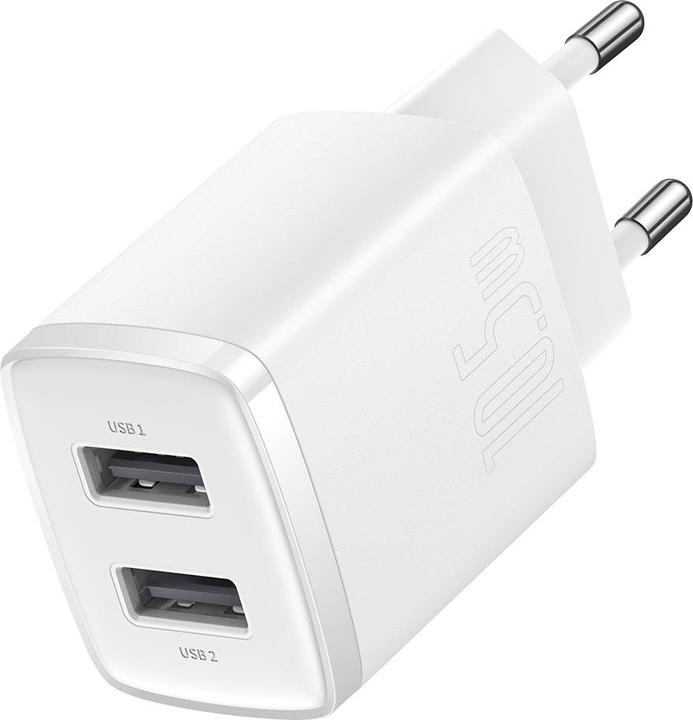 Actual product image Baseus Compact Charger 2U 10.5W EU White (10.50 W)