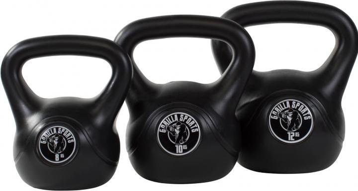 Gorilla Sports Kettlebell plastique (1 x 8 kg, 1 x 10 kg, 1 x 12 kg)