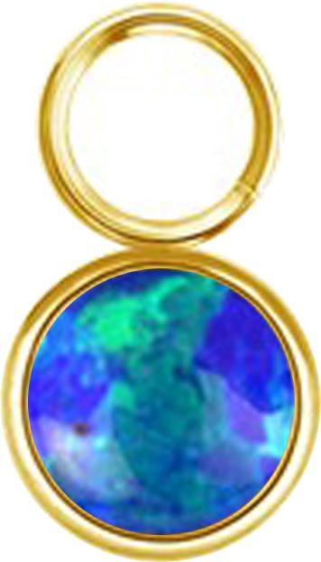 Star Piercing Anhänger vergoldet ein Opal blau (Chirurgenstahl 316L)