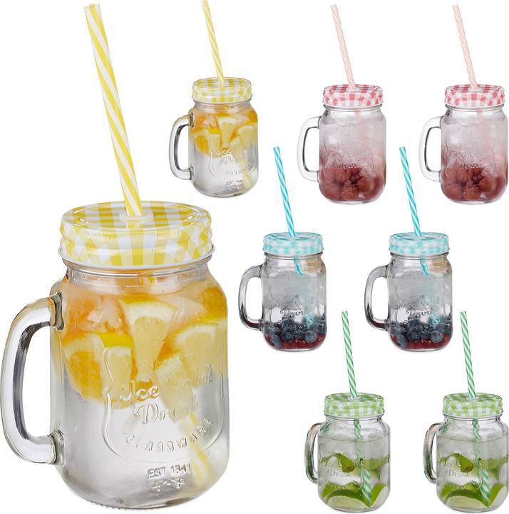Actual product image Relaxdays Trinkglas mit Strohhalm (0.40 l, 8 x)