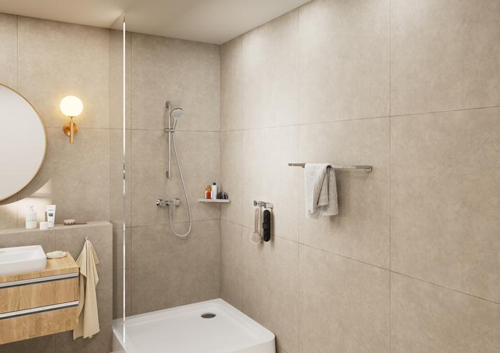 Produktbild hansgrohe Vernis Blend Duschset 100 Vario wassersparend mit Duschstange Crometta 65 cm (2 Strahlarten, 9.70 l/min)