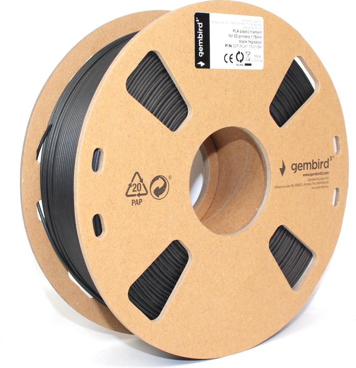 Actual product image Gembird Filament cassette PLA narrow spool (PLA, 1.75 mm, 1000 g, Black)