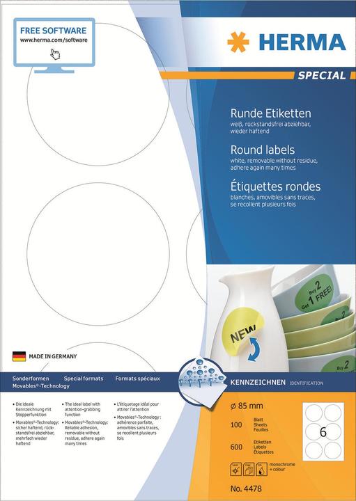 Produktbild HERMA Ablösbare Etiketten A4