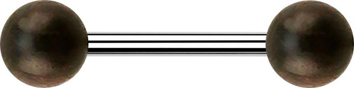 Star Piercing Barbell silber mit zwei Kugeln aus Sonoholz (ohne Messing, Chirurgenstahl 316L)