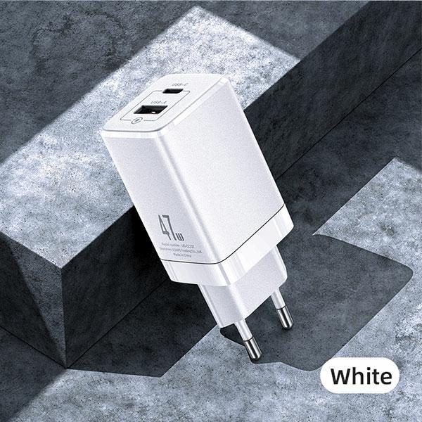 Produktbild Usams Ład. siec. T41 USB-C+USB GaN 47W PD+QC (only head) Fast Charging biały/white CC137TC02 (US-CC1 (47 W)