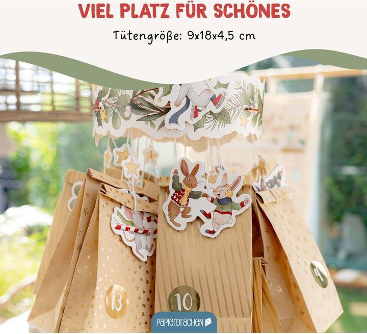 Produktbild Papierdrachen Mobile Adventskalender – Wintertiere