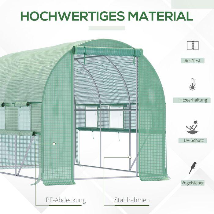 Produktbild Swisshandel24 Foliengewächshaus 2,95 x 2 x 2 m, 6 Fenster UV-Schutz Grün