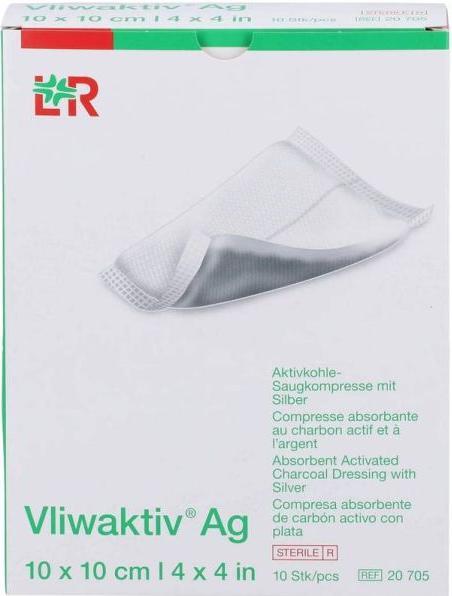 Actual product image Vliwaktiv Ag activated carbon dressing sterile