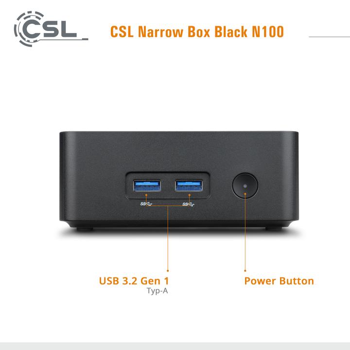 Produktbild CSL Narrow Box Black (Intel N100, 32 GB, 1000 GB, Intel UHD Graphics)