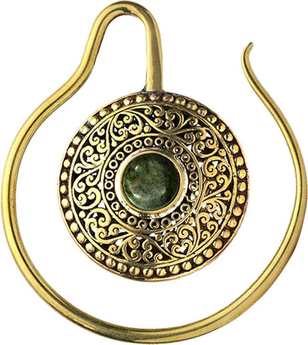 Produktbild Star Piercing Ohrgewicht Ring vergoldet Medallion mit Jade Stein (Messing, Mineralisch)