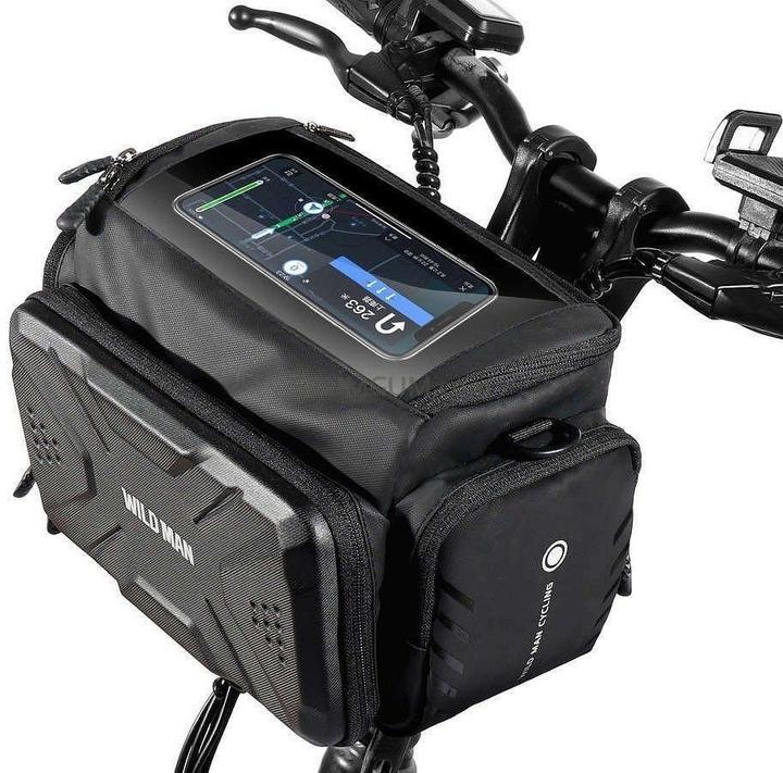 Actual product image Wildman Bicycle accessory traveling bag for bike handlebars with zipper 4L GS6 black (4 l, Handlebar bag)