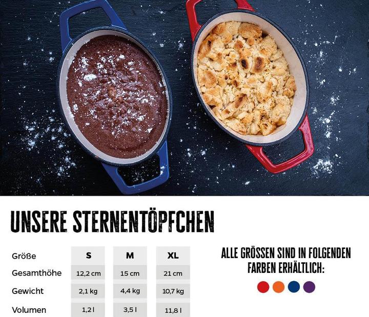 Produktbild Grillfürst Dutch Oven Sternentöpfchen / Gusseisen Bräter - emailliert - XL - orange