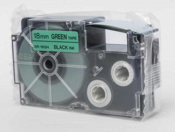 Produktbild Casio XR-18GN1 Selbstklebende Etiketten (1.80 cm, Grün, Schwarz)