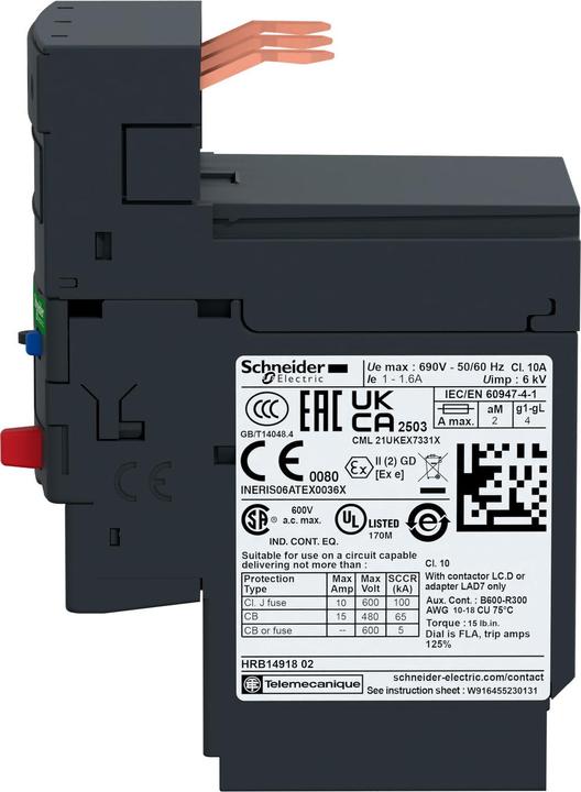 Produktbild Schneider Electric Motorschutzrelais, 5,5-8A, 1S+1Ö, Klasse LRD123