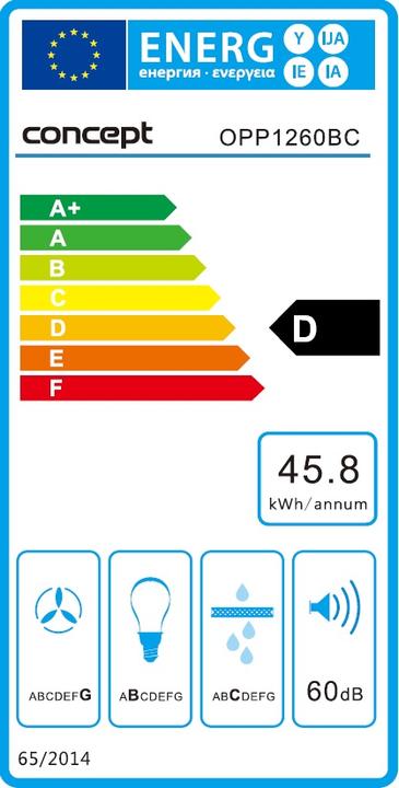 Energie-Label Concept Okap OPP1260BC (Wandhaube)