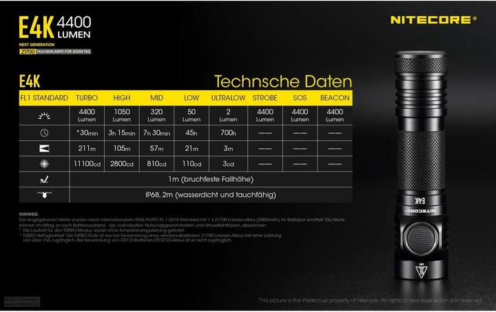 Image du produit Nitecore E4K - 4400 Lumen (11.75 cm, 4400 lm)