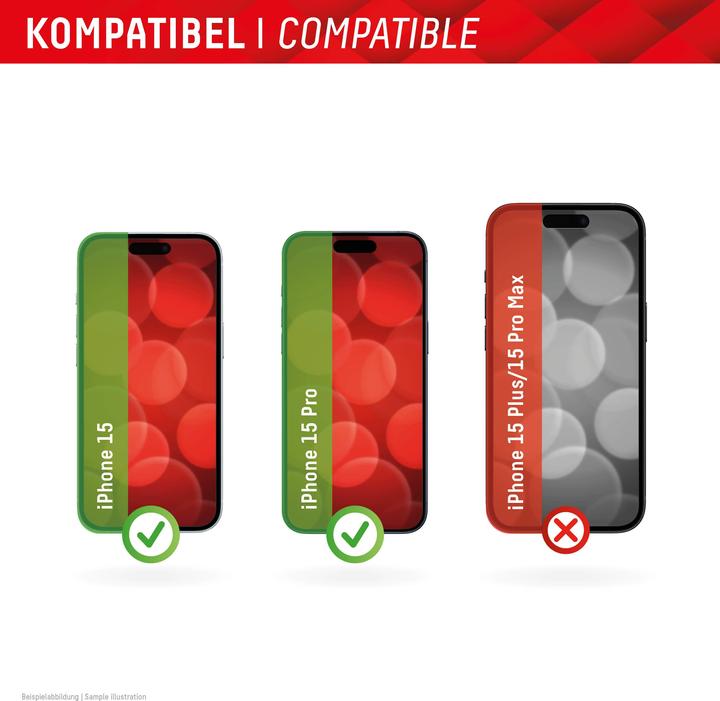 Actual product image Displex Real Glass, Full Cover Panzerglas (1 Piece, Apple iPhone 15 Pro)