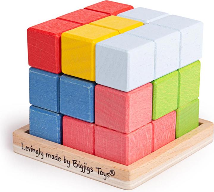 Actual product image Bigjigs Lock-a-Cube wooden cube puzzle
