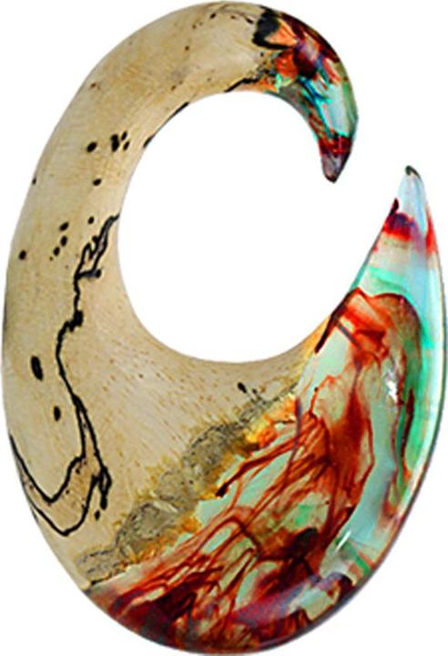 Star Piercing Ohrgewicht Spirale färbung rot mit blau Epoxy transparent aus Tamarind Holz (ohne Messing, Organisch)