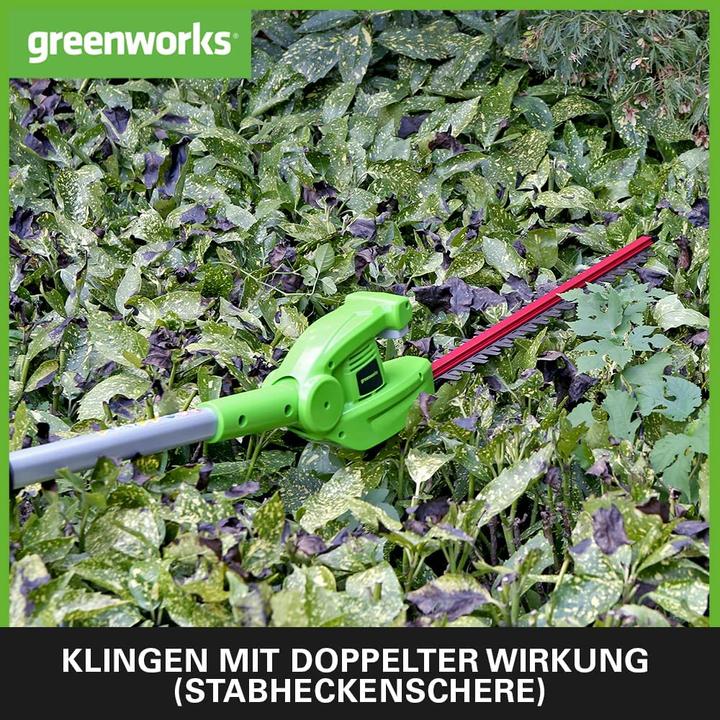 Produktbild Greenworks G24PSHK2 2-in-1 Akku Stabheckenschere inkl. Akku 2Ah und Ladegeraet (Akkubetrieb)