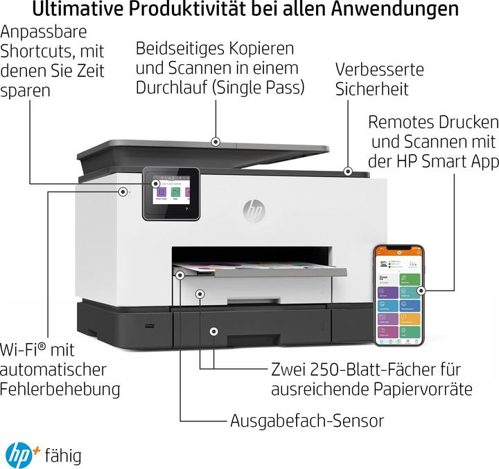 Image du produit HP OfficeJet Pro 9022e. Technologie d'impression : Jet d'encre, Impression : Impression couleur (Encre, Couleur)