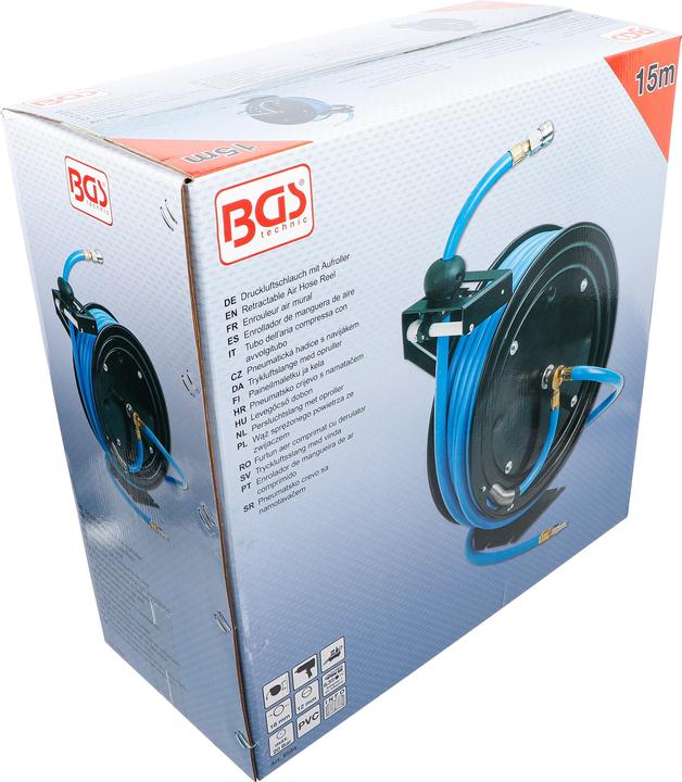 Actual product image BGS Retractable Air Hose Reel Automatic 15 m
