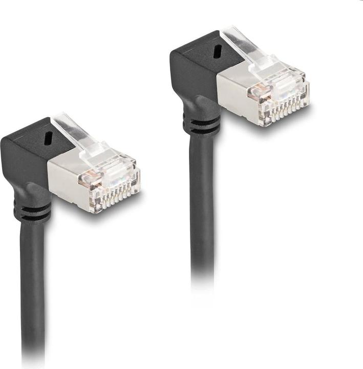Image du produit Delock Câble réseau RJ45 Cat.6A S/FTP Slim 90° bas / bas (S/FTP, CAT6a, 1 m)