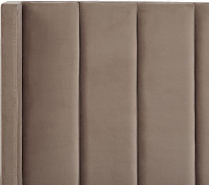 Actual product image Beliani Upholstered Bed Velvet Fabric taupe Slatted Frame 160 x 200 cm VILLETTE (160 x 200 cm)