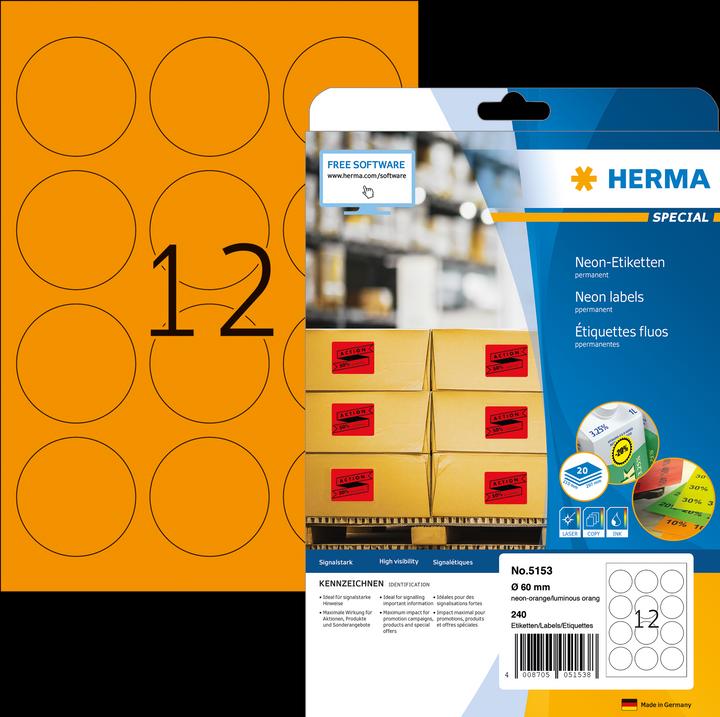 Produktbild HERMA Neon Etiketten A4