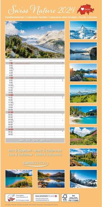 Image du produit Calendrier Suisse 2024 (22 x 45 cm)