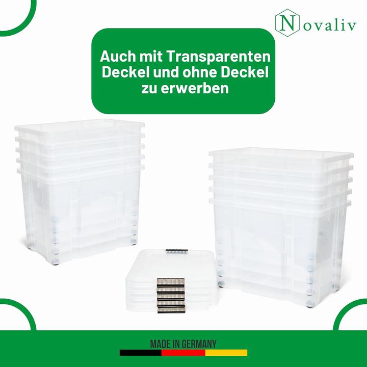 Produktbild Novaliv 3x Aufbewahrungsboxen mit Deckel Gross 80L Anthrazit nestbar stapelbar mit Clipverschluss Rol (61 x 40 x 45 cm, 80 l)