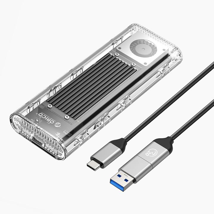 Productafbeelding Orico TCM2-G20 M.2 NVME USB-C 3.2 20Gb/s harde schijf - Zilver/Transparant (M.2)
