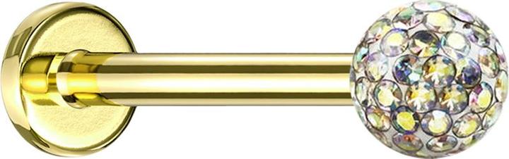 Actual product image Star Piercing Micro labret gold-plated with crystal ball multicolour epoxy protective layer (without brass, Titanium G23)