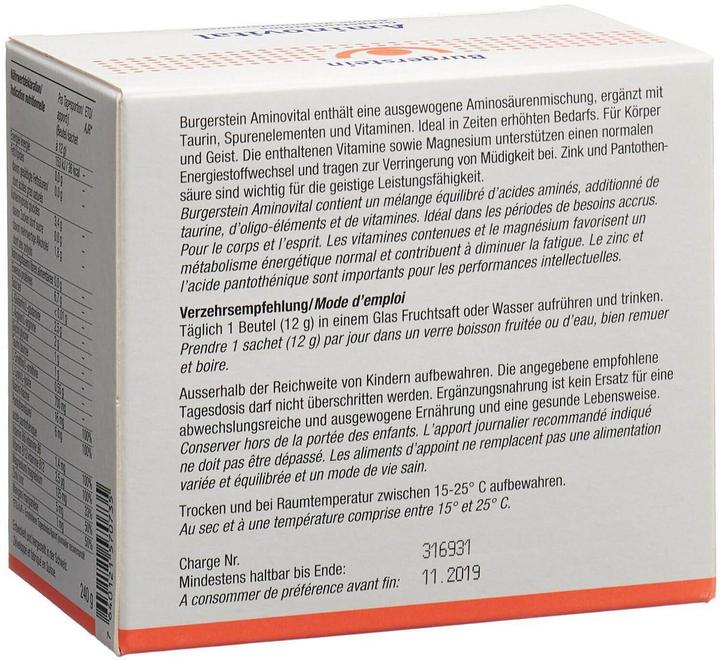 Actual product image Burgerstein Aminovital (20 Piece, Powder, 240 g)