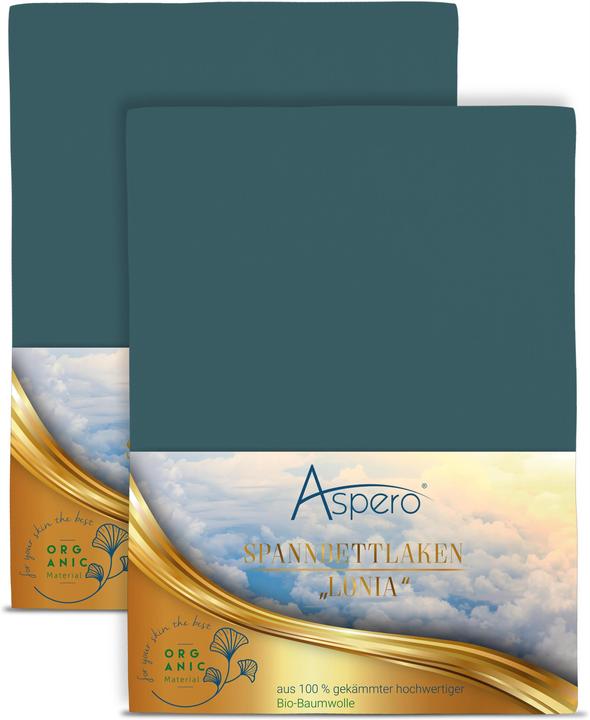 Produktbild Aspero 2 x Spannbettlaken aus Bio-Baumwolle (180 x 200 x 35 cm)