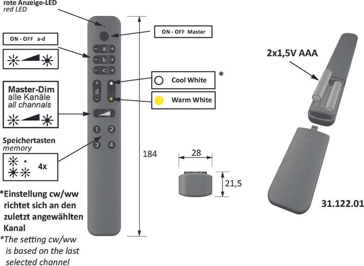 Produktbild Halemeier Funk-Fernbedienung S-Mitter MultiWhite² Smart 12 V