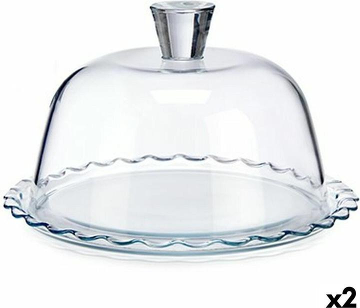 Produktbild Pasabahce Kuchenplatte Petite Patisserie Wellen Durchsichtig Glas 26,4 x 15,5 x 26,4 cm (2 Stück)