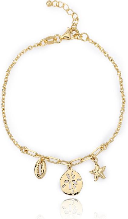 Leyda Fusskette Strand (vergoldet 750 / 18 K Gold, Silber 925, 26 cm)