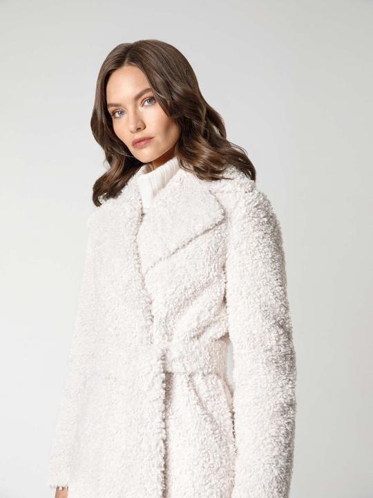 Immagine prodotto Furnari Cappotto strutturato in eco-pelliccia con collo all'inglese in bianco brillante (44,46) (42)