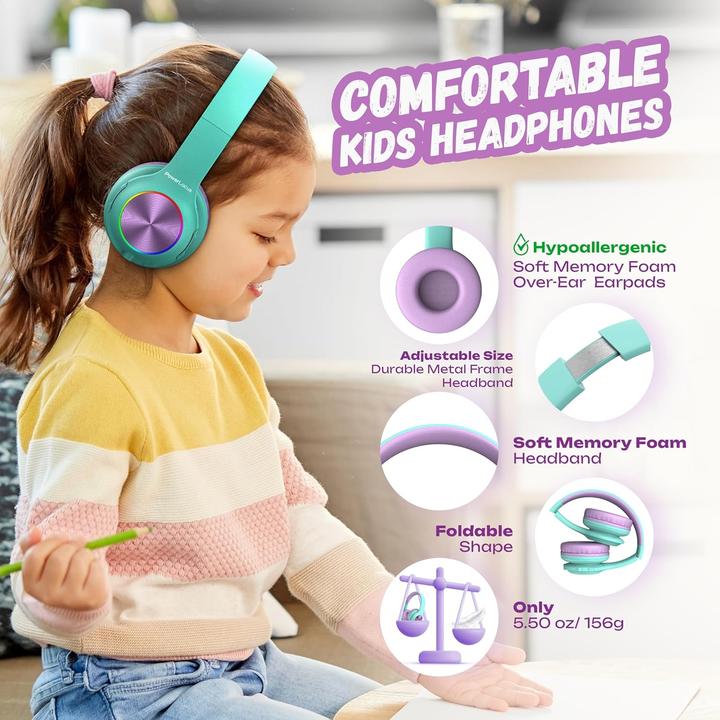 Actual product image PowerLocus Wireless Headphones for kids PLED (blue&purple)