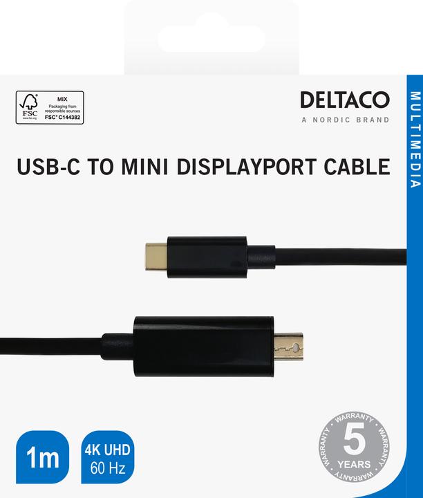 Actual product image Deltaco Mini DisplayPort — USB Typ C (1 m, USB 3.0)