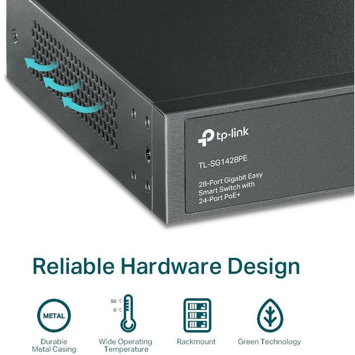 Productafbeelding TP-Link Switch 28x GE TL-SG1428PE daarvan 24xPOE+ (26 Havens)