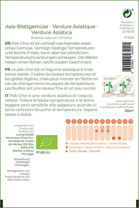Image du produit Living Seeds Verdure Asiatique Pak-Choi (Graines de légumes)