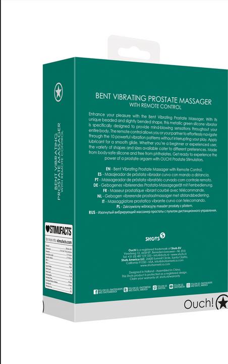 Produktbild Ouch! Bent Vibrating Prostate Massager with Remote Control - Metallic Green