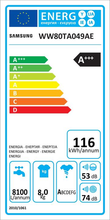 Energie-Label Samsung WW80TA049AE/WS WW5000 (8 kg, Links)