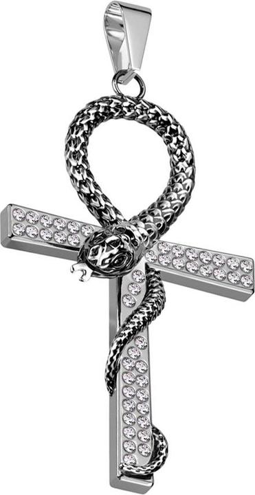 Star Piercing Anhänger silber Schlangenkreuz mit Kristallen (Chirurgenstahl 316L)