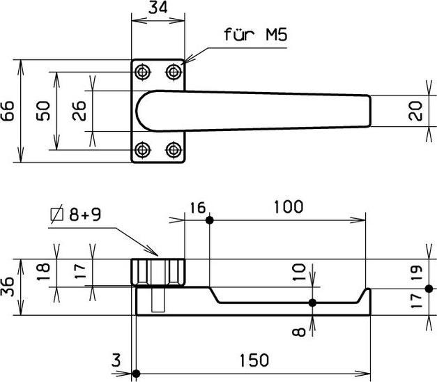 Actual product image Lever handle extra flat, fixed on angular rose (Door handle)